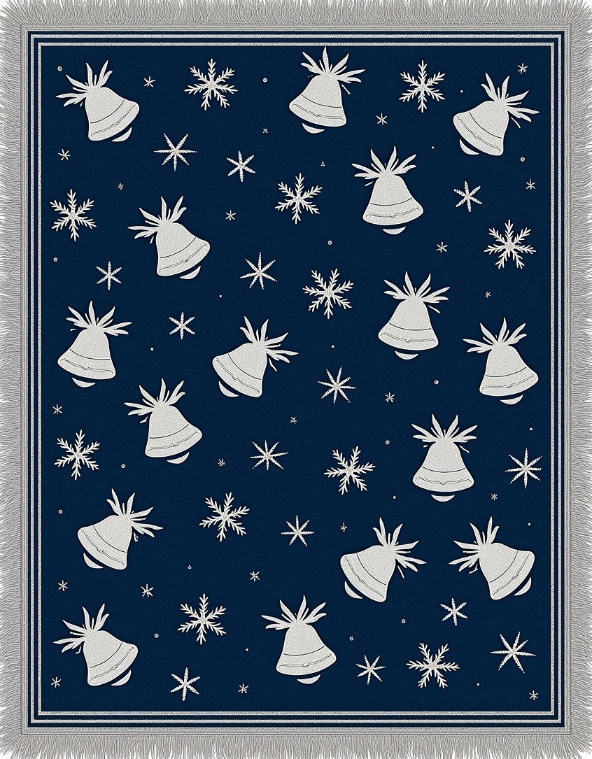 Navy White Bell Snowflake Repeat Rug