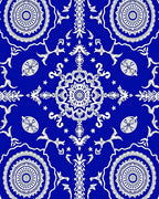 Vibrant Cobalt Mandala Scroll Rug