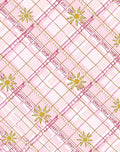 Pink Gold Floral Plaid Rug