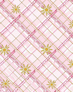 Pink Gold Floral Plaid Rug