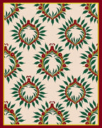 Crimson Leafy Wreath Floral Rug