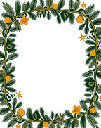 Green Pine Orange Blossom Star Border Rug