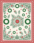 Vintage Red Green Floral Wreath Medallion Rug