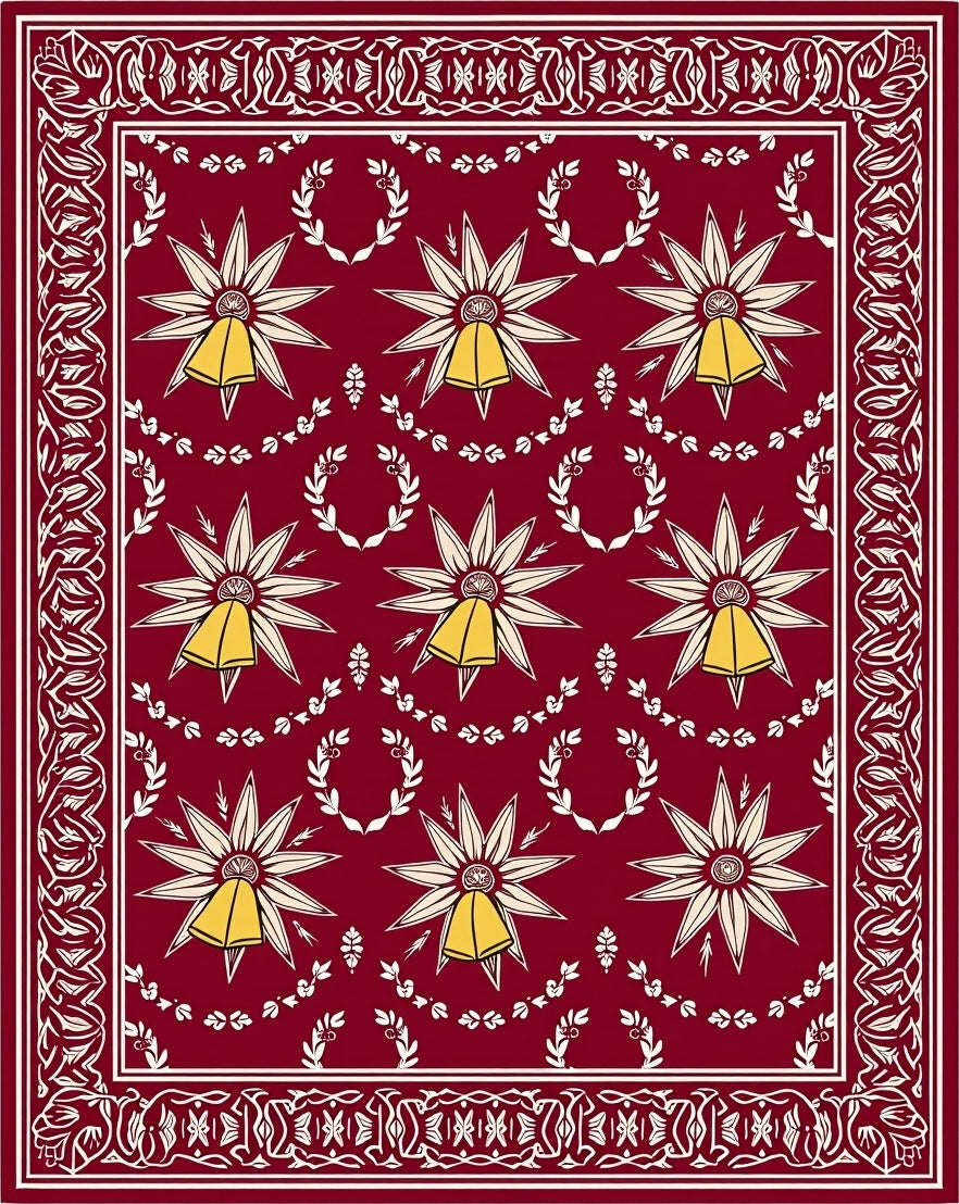 Deep Red Starburst Bell Laurel Rug