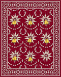 Deep Red Starburst Bell Laurel Rug
