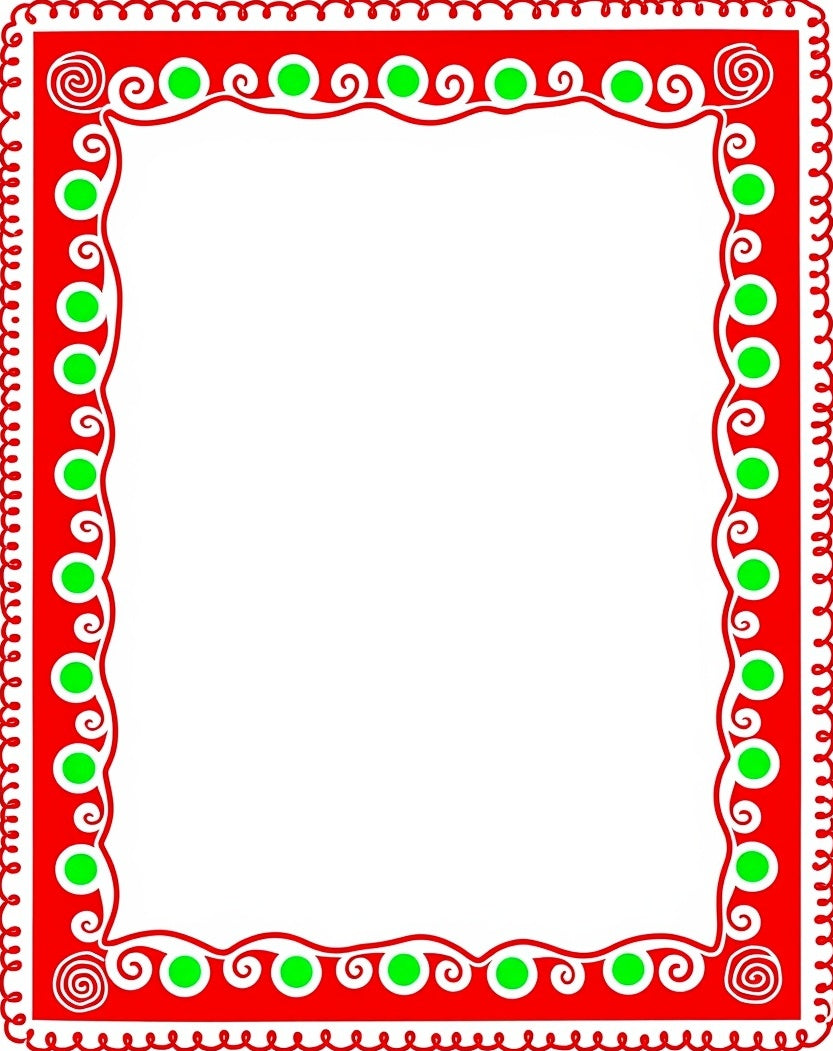Festive Red Green Dot Swirl Border Rug