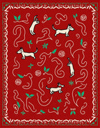 Whimsical Red Dog Holly Garden Rug