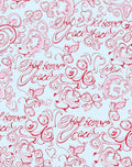 Scripted Red Floral Swirls Rug