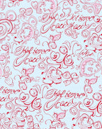 Scripted Red Floral Swirls Rug