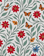 Monarch Butterfly Crimson Floral Garden Rug