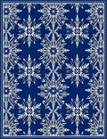 Winter White Snowflake Medallion Blue Rug