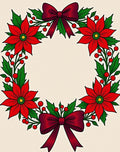Crimson Poinsettia Holly Berry Festive Wreath Rug