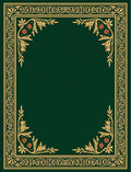 Emerald Green Golden Floral Border Rug