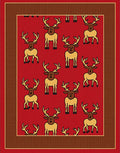 Red Reindeer Collage Border Rug