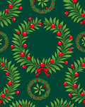 Emerald Green Holly Berry Wreath Rug