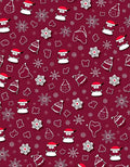 Crimson Whimsical Santa Snowflakes Clouds Rug