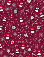 Crimson Whimsical Santa Snowflakes Clouds Rug