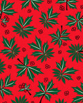 Festive Red Green Leafy Garland Rug