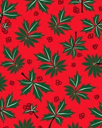 Festive Red Green Leafy Garland Rug