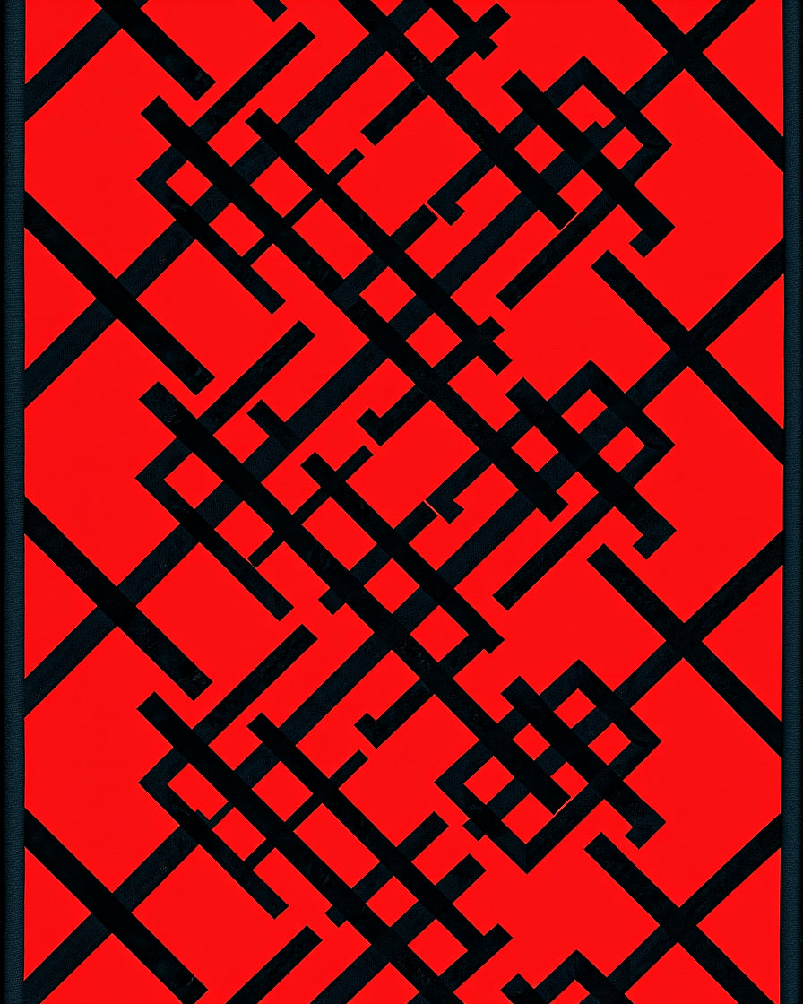 Crimson geometric interconnecting lines Rug