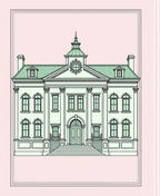 Neoclassical Building Mint Green Outline Rug