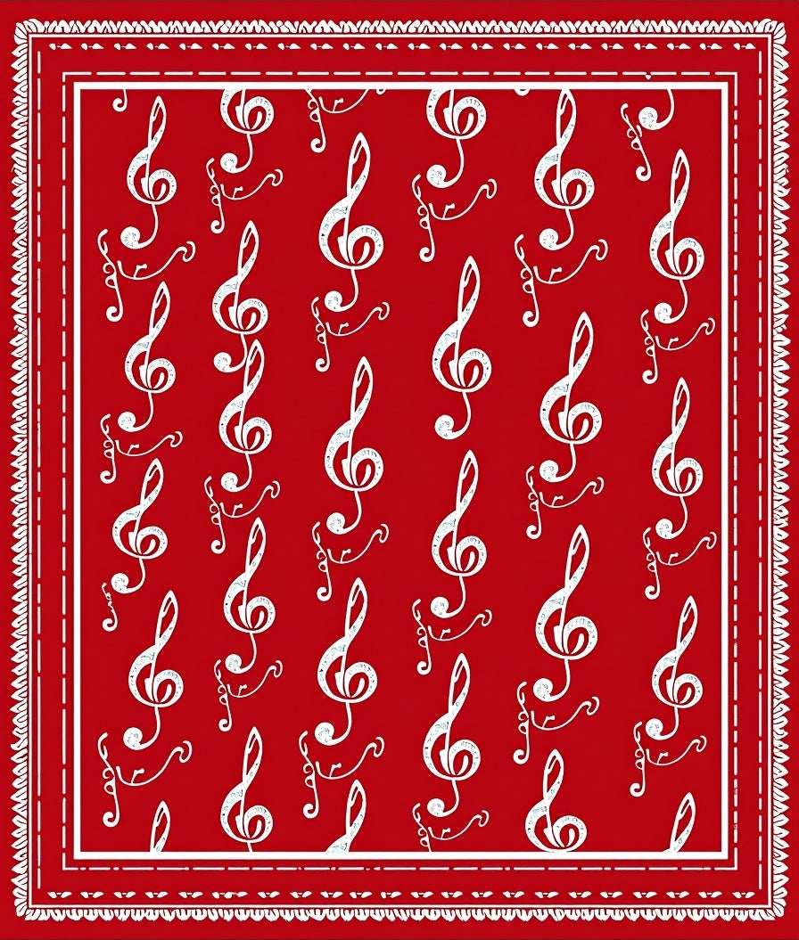Crimson Treble Clef Notes Rug