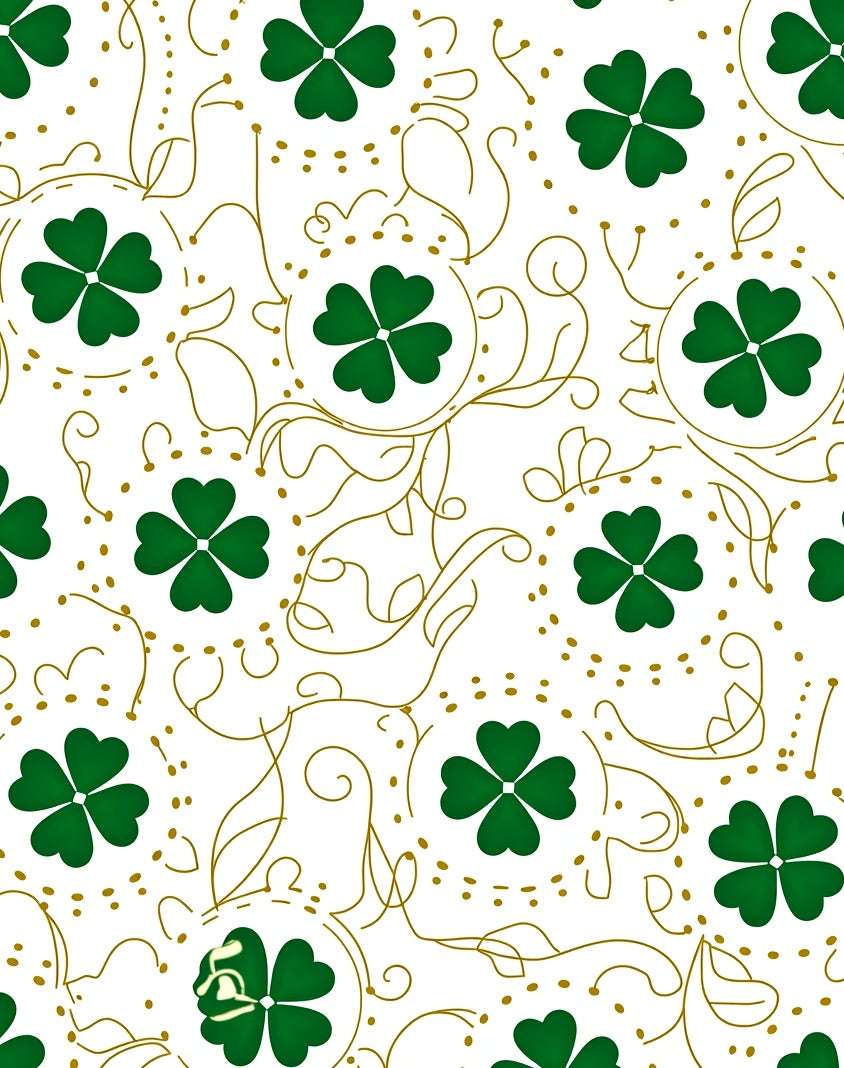 Green Clover Vine and Dot Art Rug
