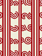 Red Cream Stripe Swirl Rug