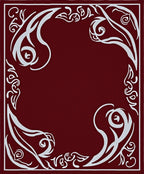Crimson Silver Swirl Floral Border Rug