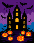 Spooky Pumpkin Haunted Castle Bats Rug