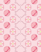 Pink Floral Round Motif Fabric Rug