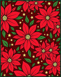 Festive Red Poinsettia Starry Garland Rug