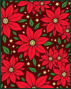 Festive Red Poinsettia Starry Garland Rug