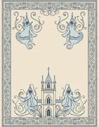 Pale Blue Gothic Castle Swirls Rug