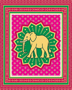 Golden Elephant Starburst Mandala Pink Rug