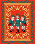 Whimsical elves in vibrant green outfits Rug