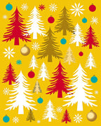 Retro Christmas Trees Ornaments Snowflakes Rug