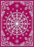Crimson White Snowflake Medallion Focal Rug
