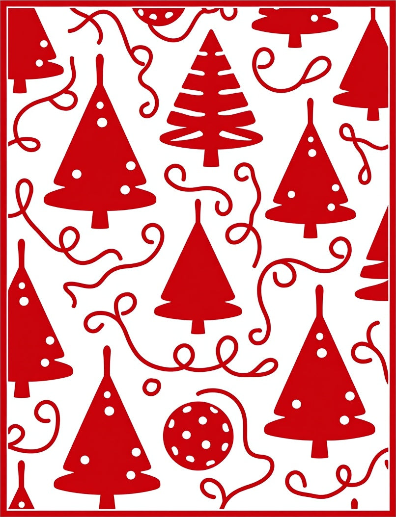 Crimson Christmas Tree Garland Rug
