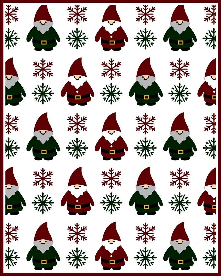 Festive Gnome Snowflake Pattern Rug