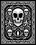 Gothic Skull Floral Black White Square Rug