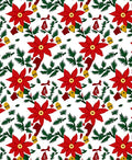 Red Poinsettia Evergreen Bell Garland Rug