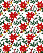 Red Poinsettia Evergreen Bell Garland Rug