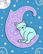 Crescent Moon Cat Sleeping Among Stars Rug