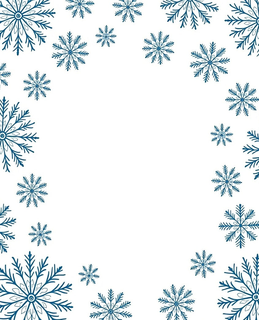 Deep Blue Snowflake Frame Rug