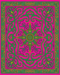 Vibrant Hot Pink Green Starburst Rug