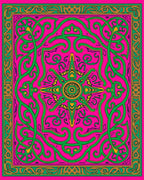 Vibrant Hot Pink Green Starburst Rug
