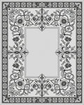 Ornate Floral Scroll Frame Gray Rug