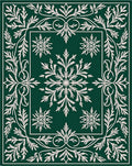 Emerald Green White Leafy Medallion Rug