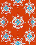 Orange Red Snowflakes Floral Repeat Rug